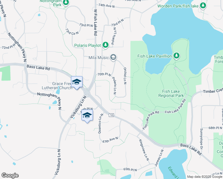 map of restaurants, bars, coffee shops, grocery stores, and more near 7019 Polaris Lane North in Maple Grove