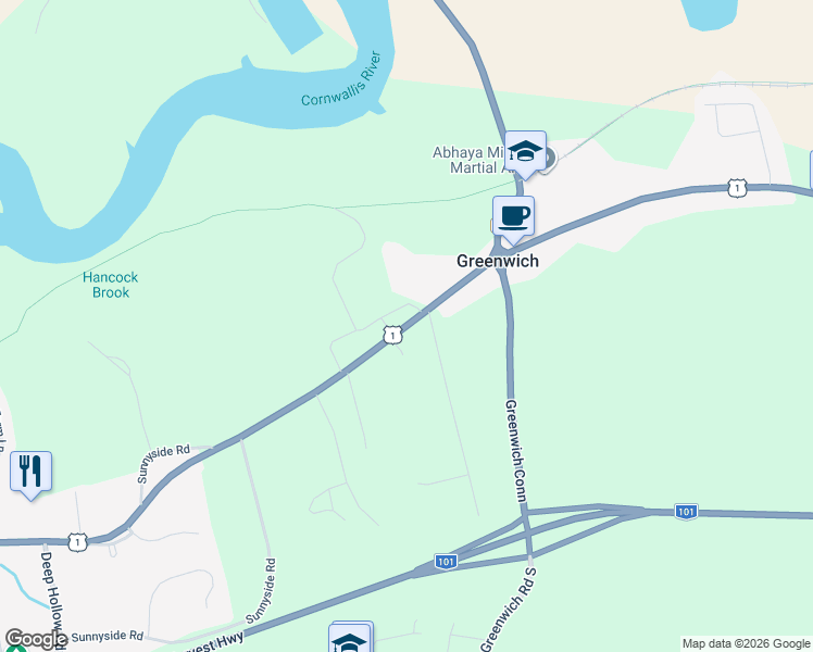 map of restaurants, bars, coffee shops, grocery stores, and more near 9980 Nova Scotia Trunk 1 in Wolfville