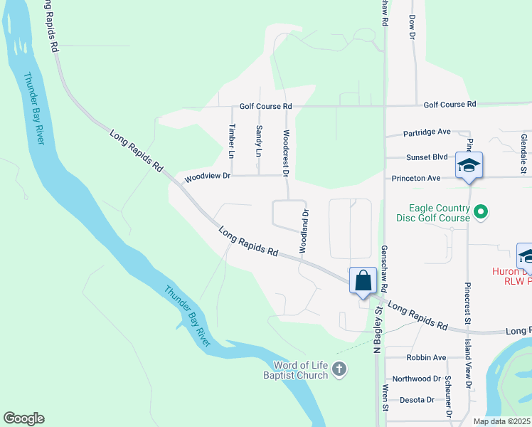 map of restaurants, bars, coffee shops, grocery stores, and more near 100 Kelly Road in Alpena