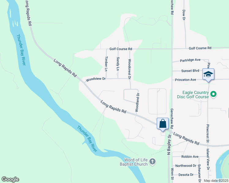 map of restaurants, bars, coffee shops, grocery stores, and more near 100 Kelly Road in Alpena