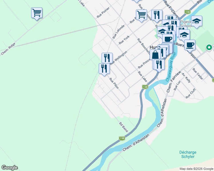 map of restaurants, bars, coffee shops, grocery stores, and more near 13 Rue des Anciens-Combattants in Huntingdon