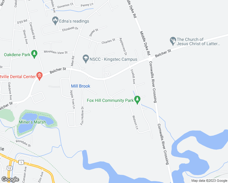 map of restaurants, bars, coffee shops, grocery stores, and more near 812 Summerfield Court in Kentville