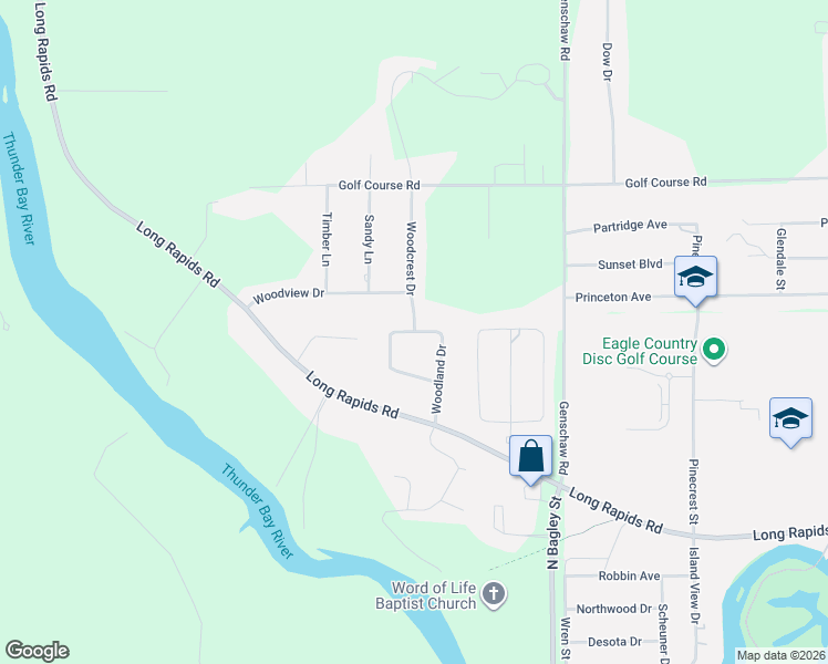 map of restaurants, bars, coffee shops, grocery stores, and more near 1333 Crestview Dr in Alpena