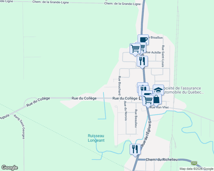 map of restaurants, bars, coffee shops, grocery stores, and more near 9 Rue Monseigneur-Lafortune in Lacolle