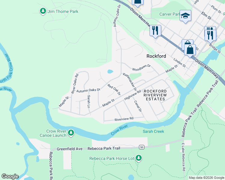map of restaurants, bars, coffee shops, grocery stores, and more near 4000 Aspen Circle South in Rockford