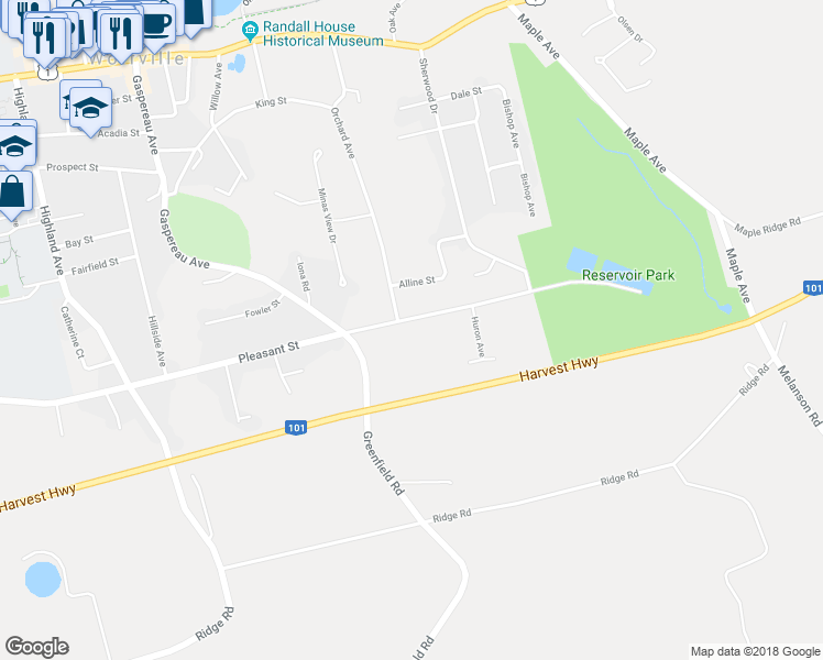map of restaurants, bars, coffee shops, grocery stores, and more near 73 Pleasant Street in Wolfville