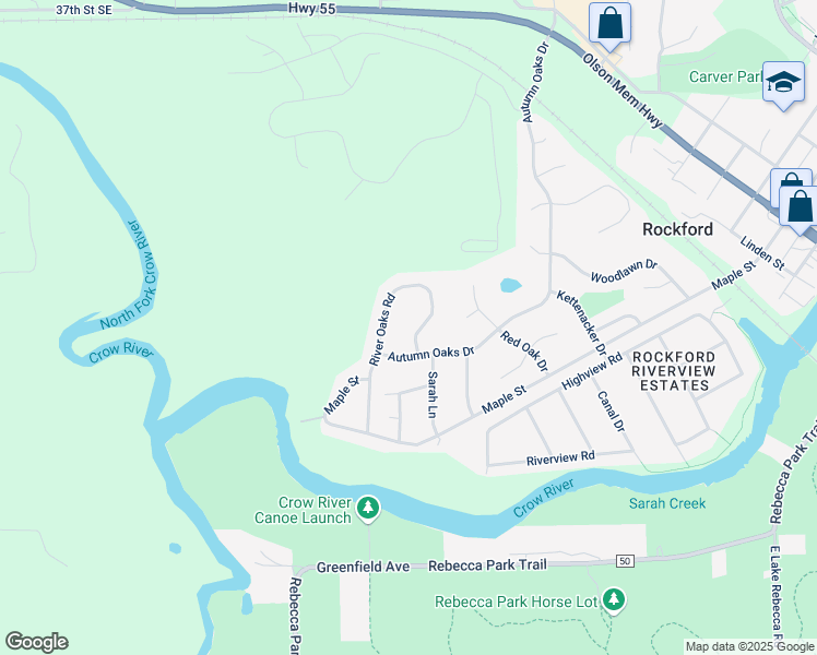 map of restaurants, bars, coffee shops, grocery stores, and more near 4997 River Oaks Road in Rockford