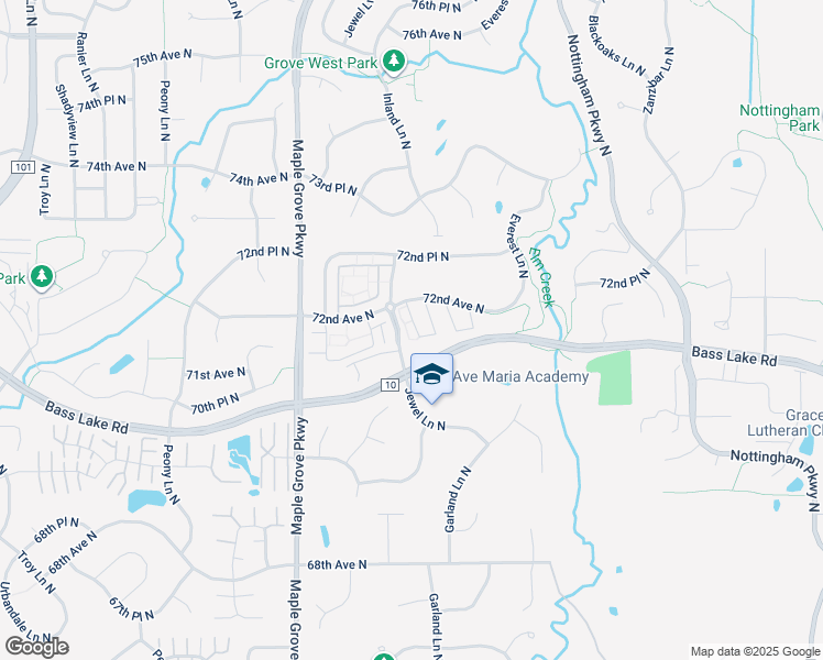 map of restaurants, bars, coffee shops, grocery stores, and more near 17183 72nd Avenue North in Osseo