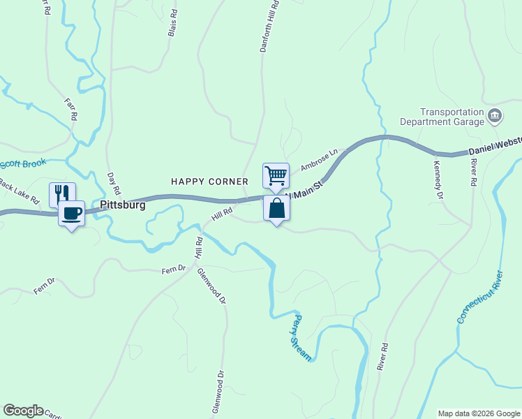 map of restaurants, bars, coffee shops, grocery stores, and more near 6 Danforth Road in Pittsburg