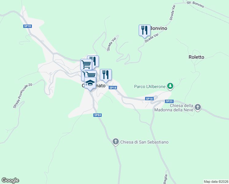 map of restaurants, bars, coffee shops, grocery stores, and more near 20 Via Piave in Cocconato