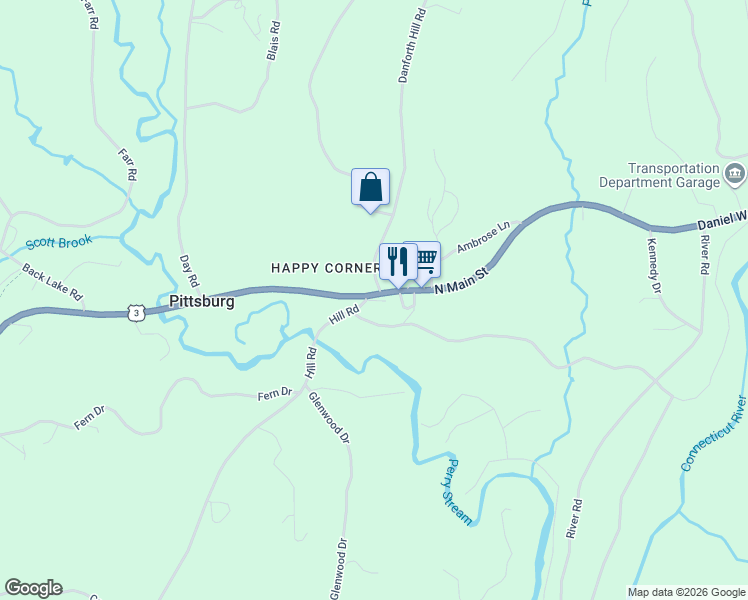 map of restaurants, bars, coffee shops, grocery stores, and more near 6 Danforth Hill Road in Pittsburg