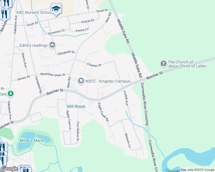 map of restaurants, bars, coffee shops, grocery stores, and more near 31 Mahone Place in Kentville