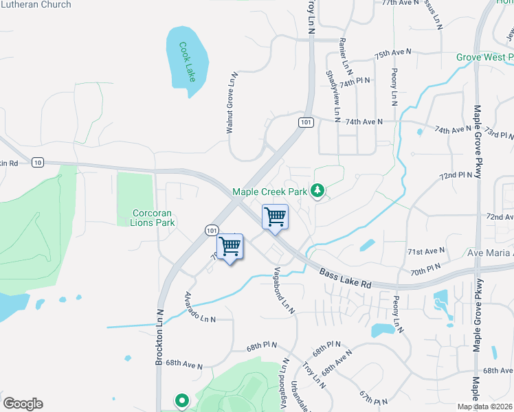 map of restaurants, bars, coffee shops, grocery stores, and more near 18553 71st Place North in Maple Grove