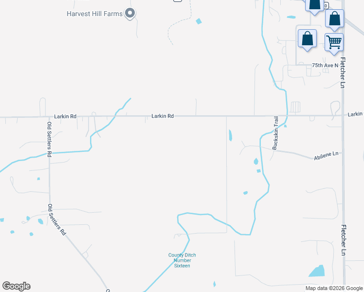 map of restaurants, bars, coffee shops, grocery stores, and more near 20417 Larkin Road in Corcoran