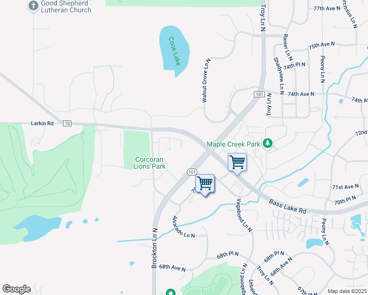 map of restaurants, bars, coffee shops, grocery stores, and more near 7254 Yellowstone Court North in Maple Grove