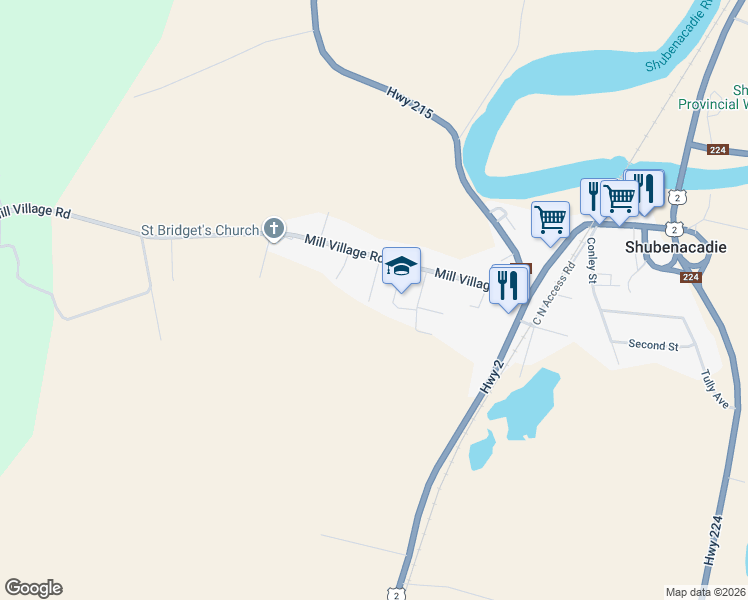 map of restaurants, bars, coffee shops, grocery stores, and more near 6 Ross Barr Road in Shubenacadie
