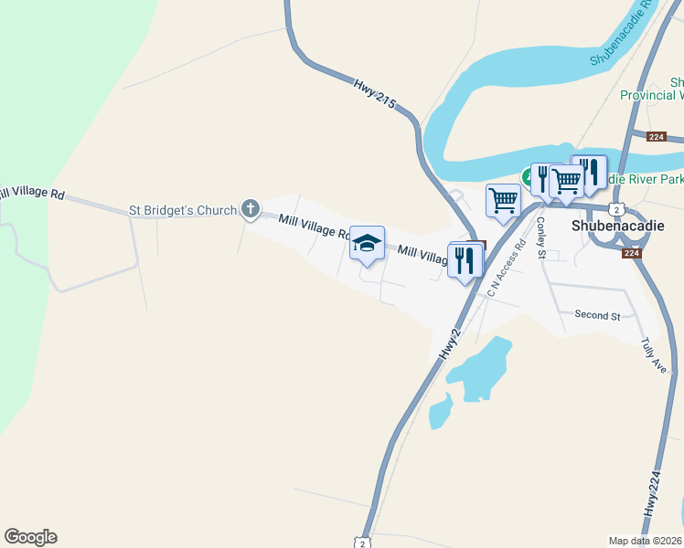 map of restaurants, bars, coffee shops, grocery stores, and more near 6 Ross Barr Road in Shubenacadie
