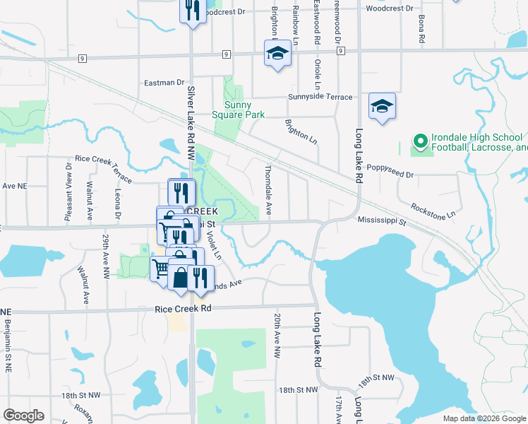 map of restaurants, bars, coffee shops, grocery stores, and more near 2216 Thorndale Avenue in New Brighton