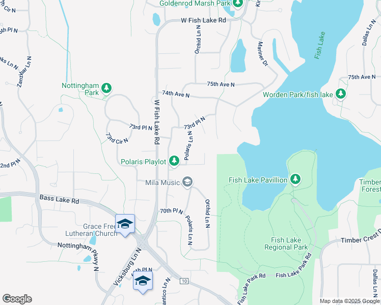 map of restaurants, bars, coffee shops, grocery stores, and more near 7220 Polaris Lane North in Maple Grove