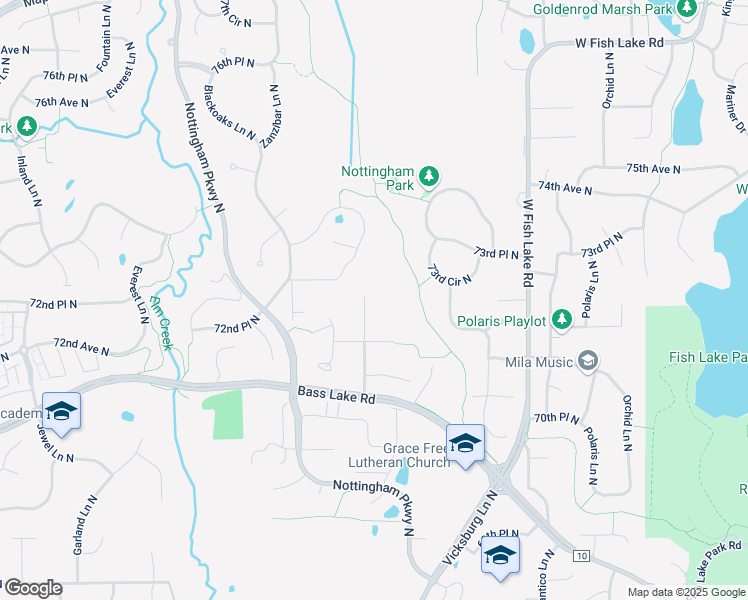 map of restaurants, bars, coffee shops, grocery stores, and more near 7292 Weston Lane North in Maple Grove