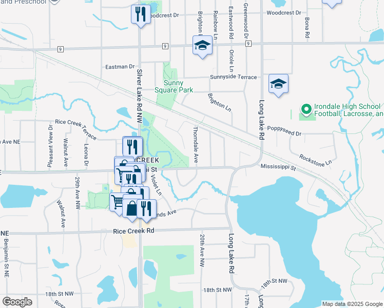 map of restaurants, bars, coffee shops, grocery stores, and more near 2244 Thorndale Avenue in New Brighton