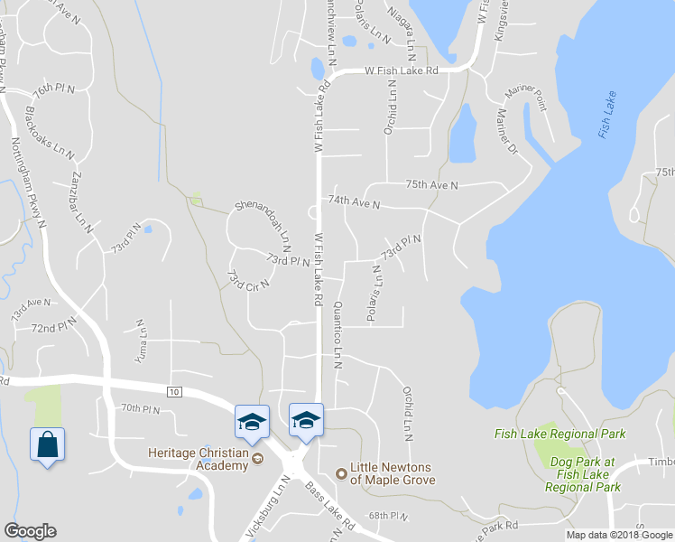 map of restaurants, bars, coffee shops, grocery stores, and more near 7305 Quantico Lane North in Maple Grove