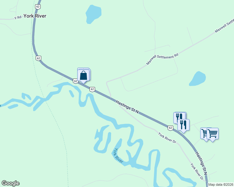 map of restaurants, bars, coffee shops, grocery stores, and more near 9 Golfview Drive in Bancroft