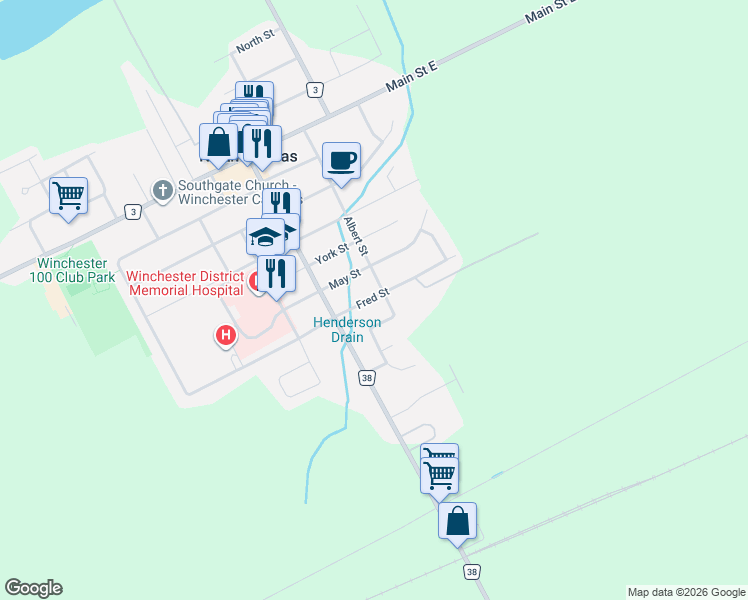 map of restaurants, bars, coffee shops, grocery stores, and more near 475 Fred Street in Winchester