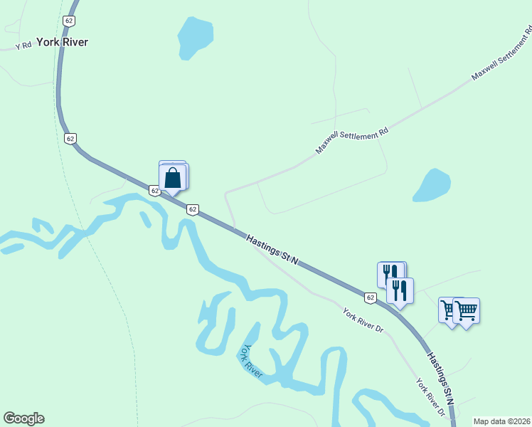 map of restaurants, bars, coffee shops, grocery stores, and more near 9 Golfview Drive in Bancroft