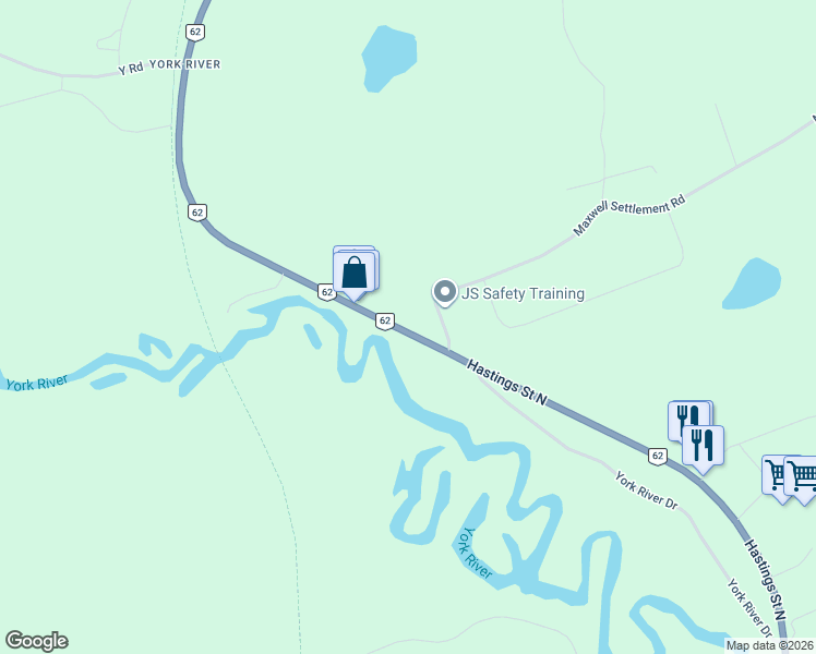 map of restaurants, bars, coffee shops, grocery stores, and more near 671 Hastings Street North in Bancroft