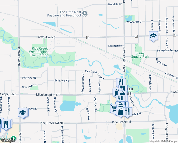 map of restaurants, bars, coffee shops, grocery stores, and more near 2444 Walnut Avenue in New Brighton