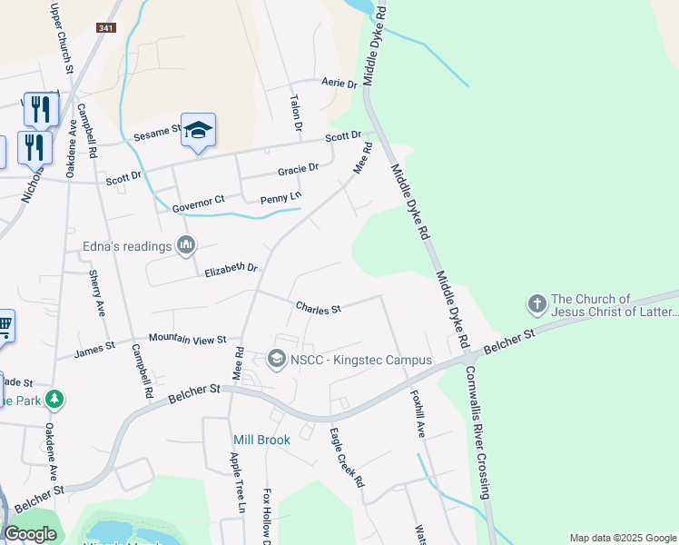 map of restaurants, bars, coffee shops, grocery stores, and more near 420 Stead Street in Kentville