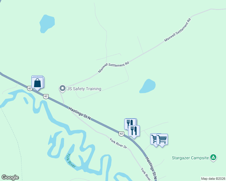 map of restaurants, bars, coffee shops, grocery stores, and more near 37 Golfview Drive in Bancroft