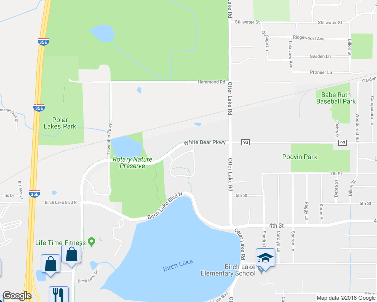 map of restaurants, bars, coffee shops, grocery stores, and more near 4858 Birch Lake Circle in Saint Paul