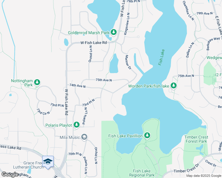 map of restaurants, bars, coffee shops, grocery stores, and more near 15026 74th Avenue North in Osseo