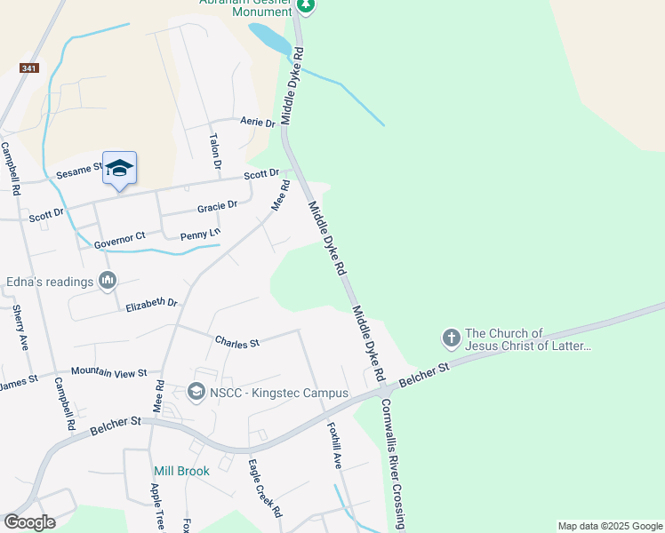 map of restaurants, bars, coffee shops, grocery stores, and more near 115 Middle Dyke Road in Port Williams