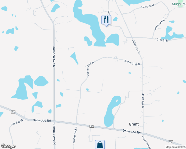 map of restaurants, bars, coffee shops, grocery stores, and more near 9755 Justen Trail North in White Bear Lake