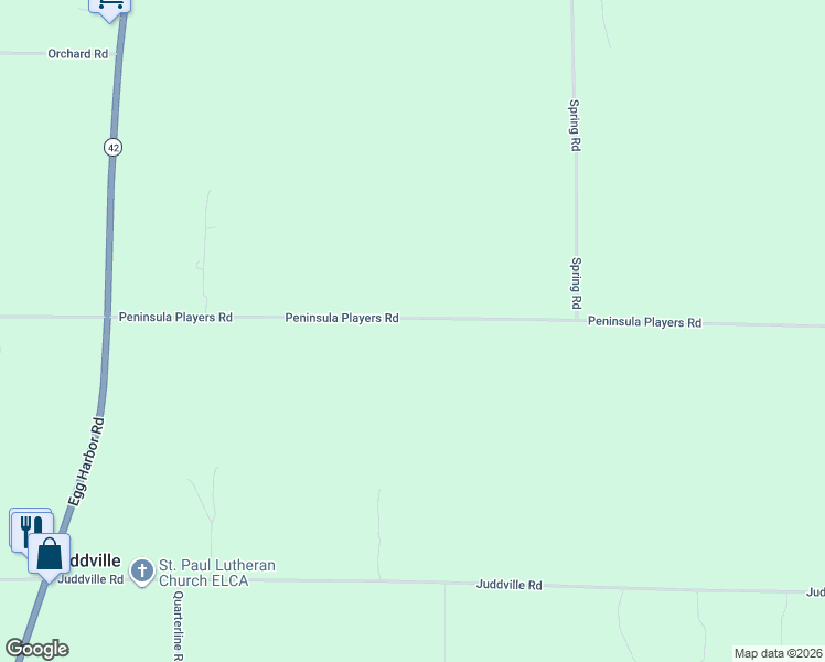 map of restaurants, bars, coffee shops, grocery stores, and more near 4017 Peninsula Players Road in Fish Creek