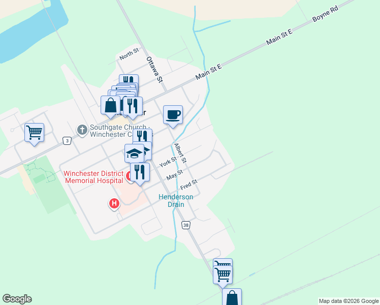 map of restaurants, bars, coffee shops, grocery stores, and more near 462 May Street in Winchester