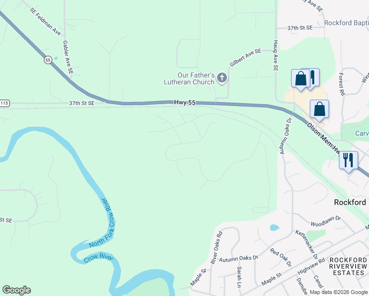 map of restaurants, bars, coffee shops, grocery stores, and more near 7001 Greenwood Court in Rockford