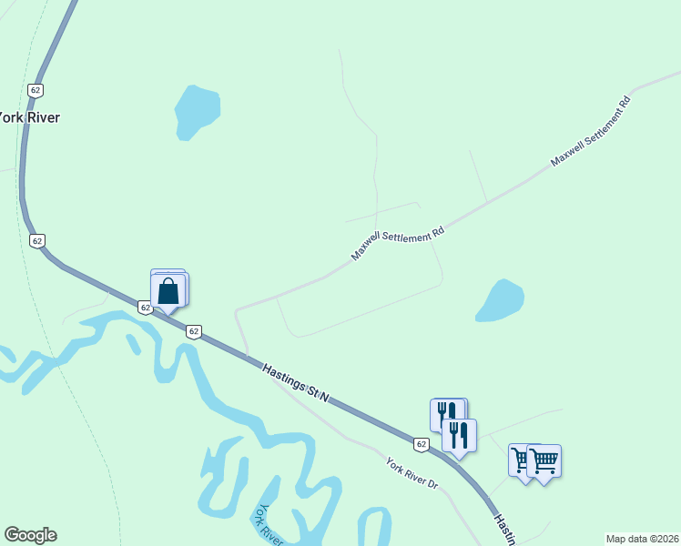 map of restaurants, bars, coffee shops, grocery stores, and more near 112 Maxwell Settlement Road in Bancroft