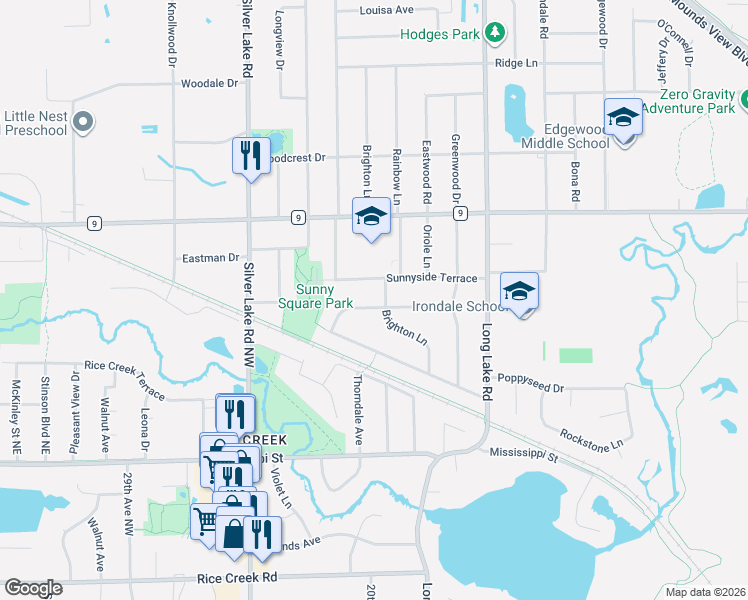 map of restaurants, bars, coffee shops, grocery stores, and more near 1931 Sunnyside Terrace in New Brighton