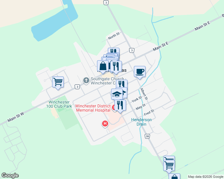 map of restaurants, bars, coffee shops, grocery stores, and more near 506 Victoria Street in North Dundas
