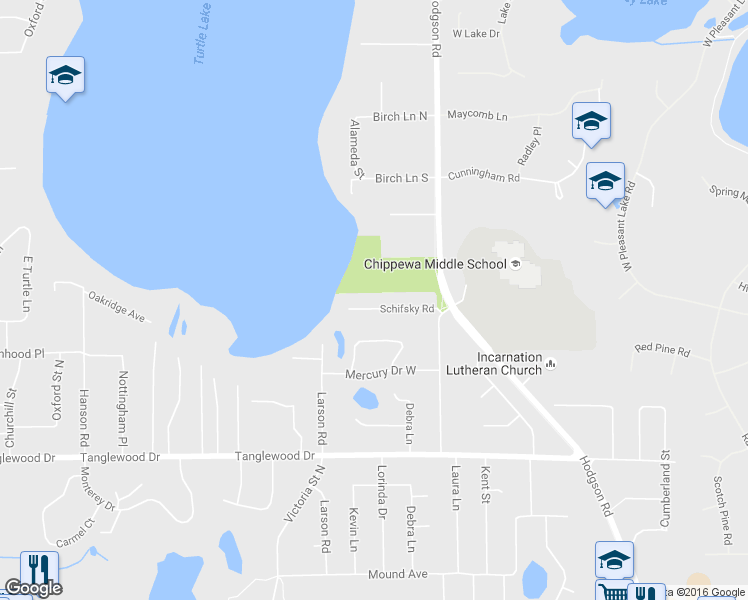 map of restaurants, bars, coffee shops, grocery stores, and more near 685 Schifsky Road in Shoreview