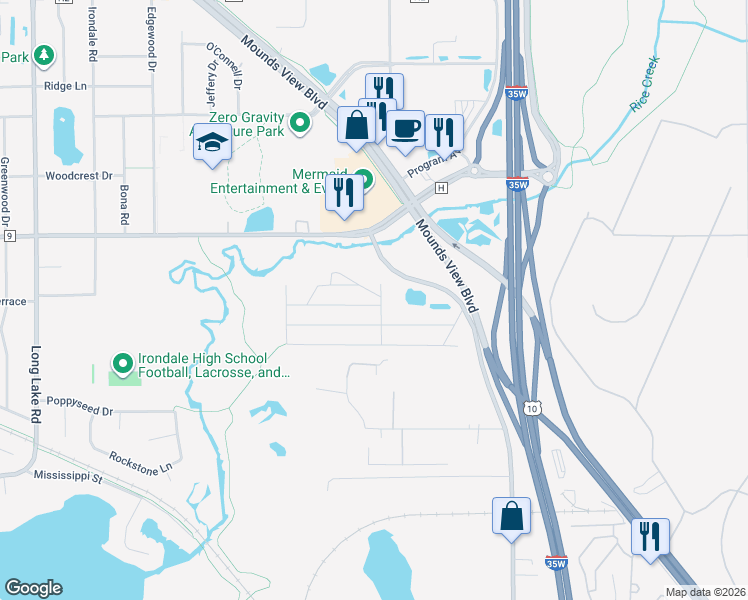 map of restaurants, bars, coffee shops, grocery stores, and more near 2201 Kingsway Lane in Saint Paul