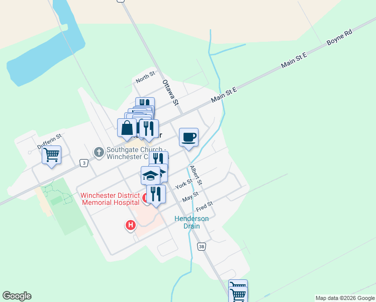 map of restaurants, bars, coffee shops, grocery stores, and more near 535 Albert Street in Winchester