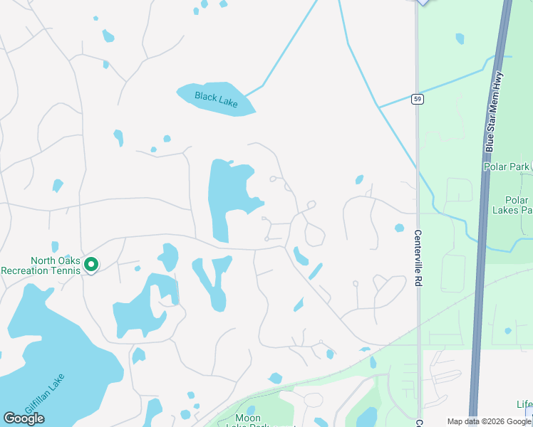 map of restaurants, bars, coffee shops, grocery stores, and more near 14 Larch Lane in North Oaks