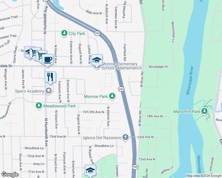 map of restaurants, bars, coffee shops, grocery stores, and more near 700 Meadowwood Drive in Minneapolis