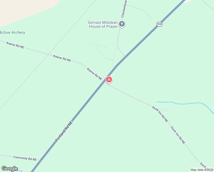 map of restaurants, bars, coffee shops, grocery stores, and more near 12017 Duck Inn Road Northeast in Gervais