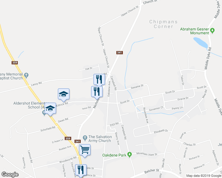 map of restaurants, bars, coffee shops, grocery stores, and more near 269 Oakdene Avenue in Kentville